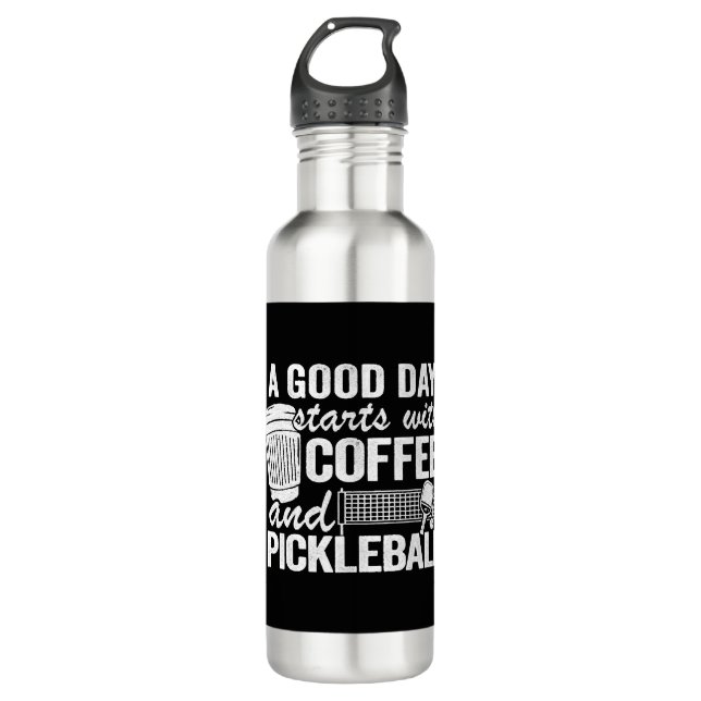 A Good Day Starts With Coffee And Pickleball   710 Ml Water Bottle (Front)