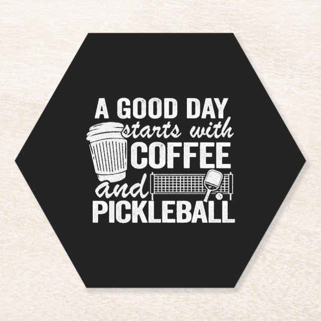 A Good Day Starts With Coffee And Pickleball   Paper Coaster (Front)