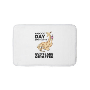 A Good Day Starts With Coffee & Giraffe Gift Funny Bath Mat
