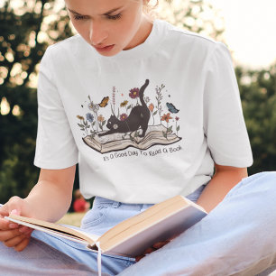 A Good Day to Read a Book Cat Book Lover T-Shirt