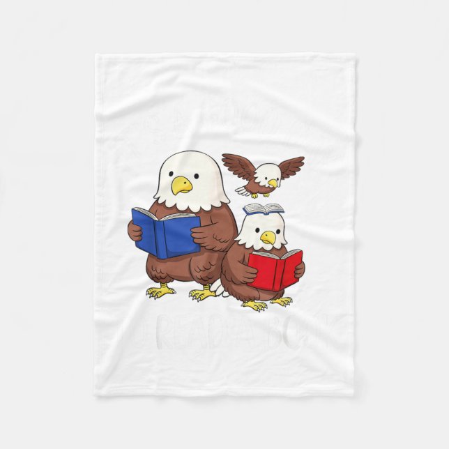 A Good Day to Read A Book Eagle Librarian Bookworm Fleece Blanket (Front)