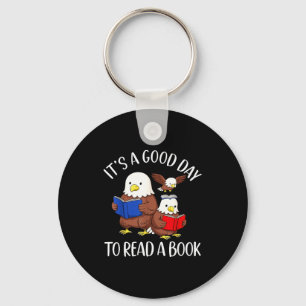 A good day to read a book eagle librarian bookworm key ring