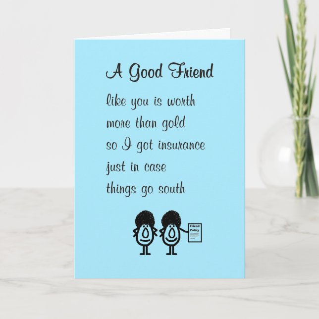 A Good Friend A Funny Thinking Of You Poem Card (Front)