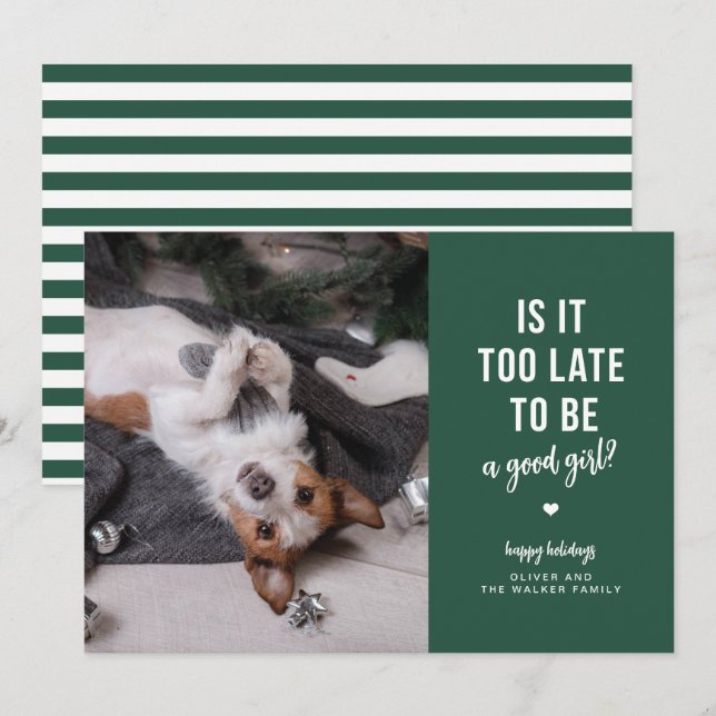 A Good Girl Funny Pet Holiday Photo Card (Front/Back)