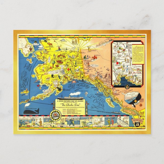 A good-natured map of Alaska Postcard (Front)