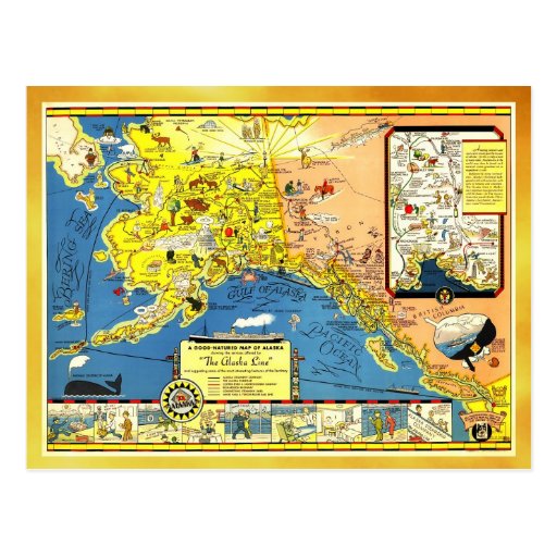 Image of A good-natured map of Alaska Postcard