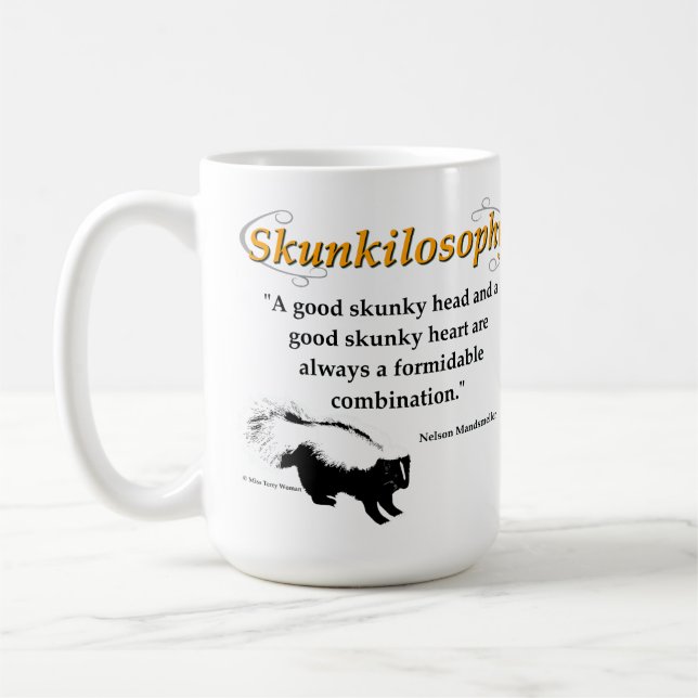 A good skunky head and a good skunky heart coffee mug (Left)
