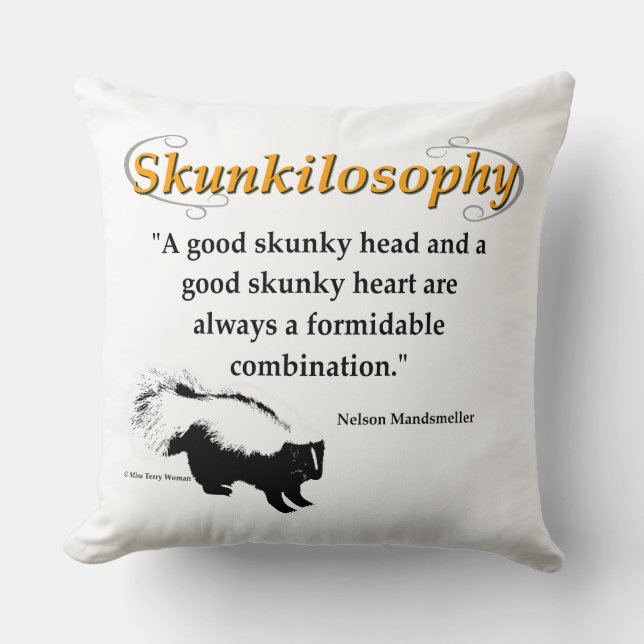 A good skunky head and a good skunky heart cushion (Front)