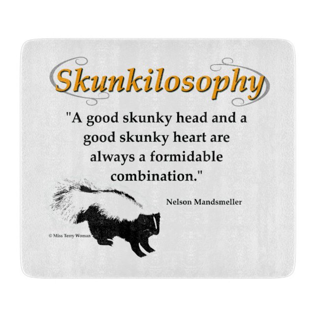 A good skunky head and a good skunky heart cutting board (Front)