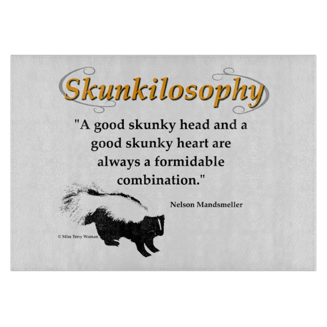 A good skunky head and a good skunky heart cutting board (Front)