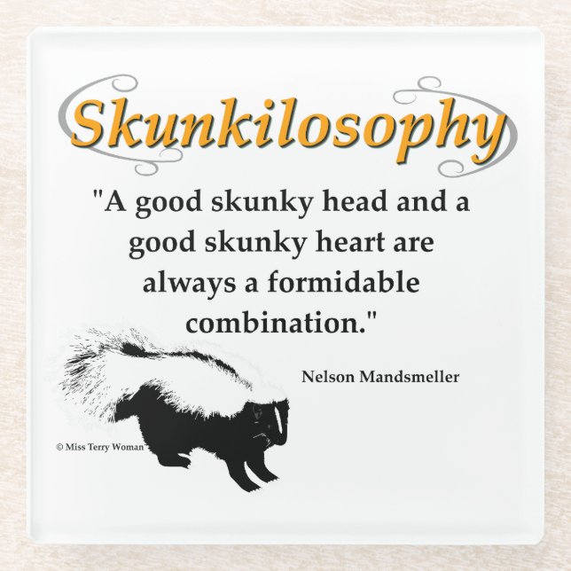 A good skunky head and a good skunky heart glass coaster (Front)