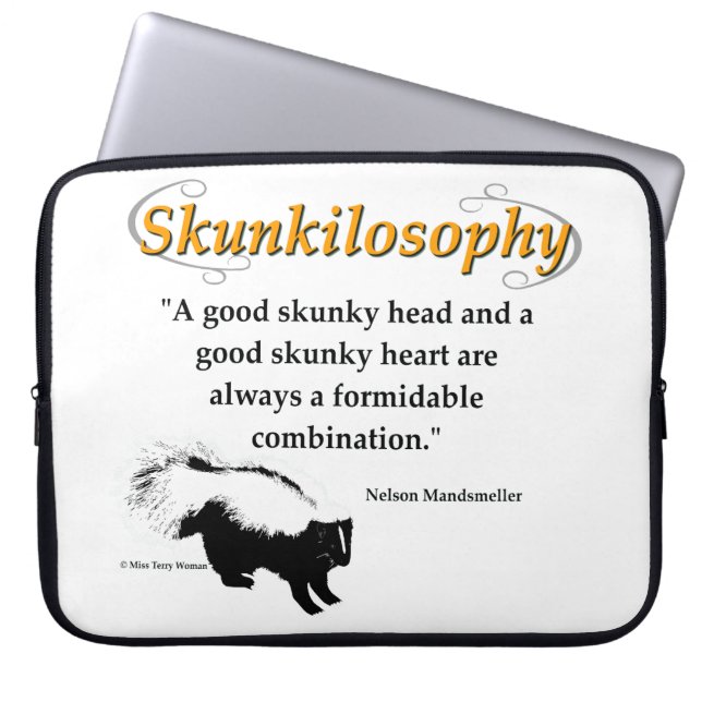 A good skunky head and a good skunky heart laptop sleeve (Front)