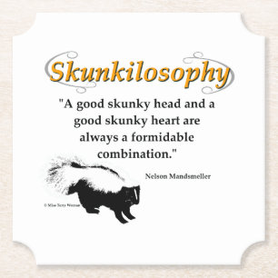 A good skunky head and a good skunky heart paper coaster