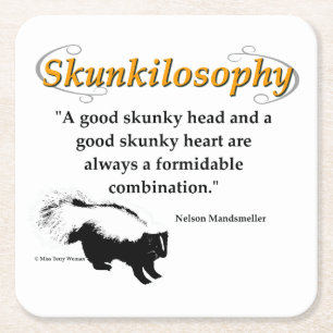 A good skunky head and a good skunky heart square paper coaster