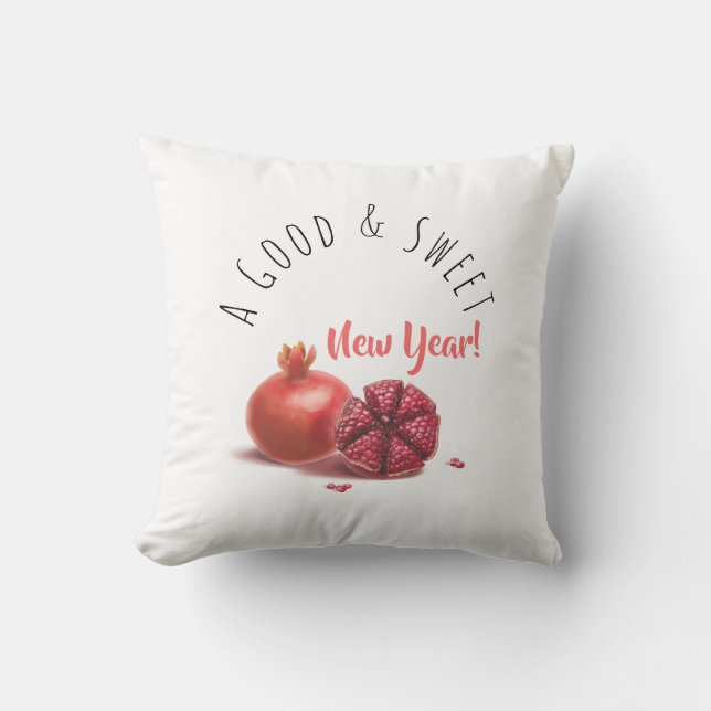A Good & Sweet New Year! Holiday Pomegranates Cushion (Front)