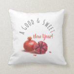 A Good & Sweet New Year! Holiday Pomegranates Cushion<br><div class="desc">Happy Rosh Hashanah Jewish New Year Holiday Pomegranates Watercolor Illustration. Shana Tova! Hebrew Wishes text. "A Good & Sweet New Year!" Calligraphy Text, Pomegranates Watercolor Illustration Vintage, Autumn Holiday Festival, Birthday, Sukkot. L'Shanah Tovah Judaica. Home > Home Décor > Pillows & Poufs > Throw Pillows Design with custom text template....</div>