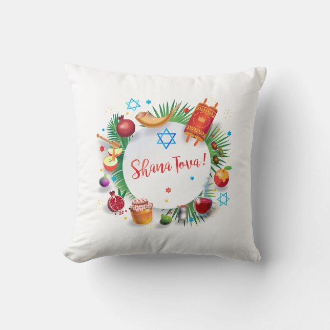 A Good & Sweet New Year! Holiday Rosh Hashanah Cushion (Front)