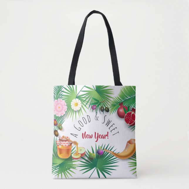A Good & Sweet New Year! Holiday Rosh Hashanah Tote Bag (Front)