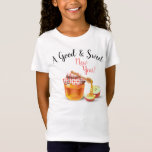 A Good & Sweet New Year! Honey & Apple Shana Tova T-Shirt<br><div class="desc">"A Good & Sweet New Year!" Rosh Hashanah Jewish New Year Holiday Honey and Apple Watercolor Illustration. Shana Tova! ( l'shana tova umetukah ) Hebrew Wishes text. Calligraphy Vintage, Autumn Holiday Festival, Birthday, Sukkot. Judaica. Hand Drawn Watercolor. Clothing & Shoes > Kids > Girls > Clothing > Tops & T-Shirts...</div>