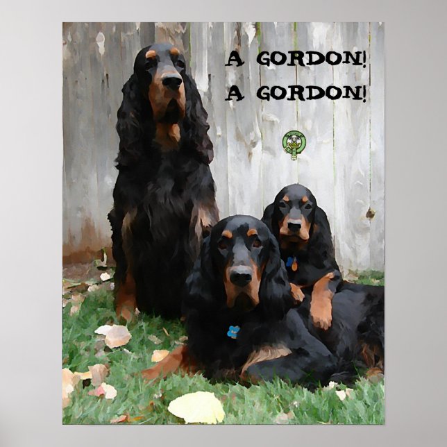 A GORDON! A GORDON!  Gordon Setter Painting Poster (Front)
