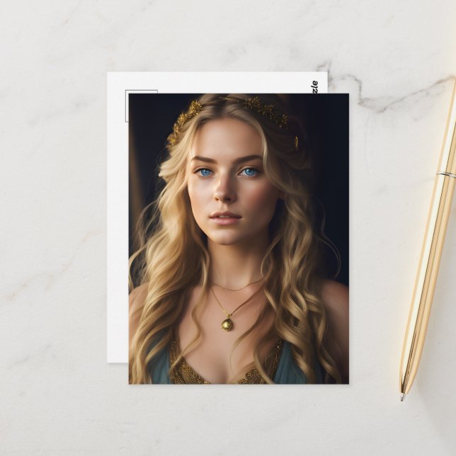 A Gorgeous Blonde Woman Postcard (Front/Back In Situ)