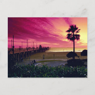 A gorgeous sunset at the pier, Huntington Beach, C Postcard