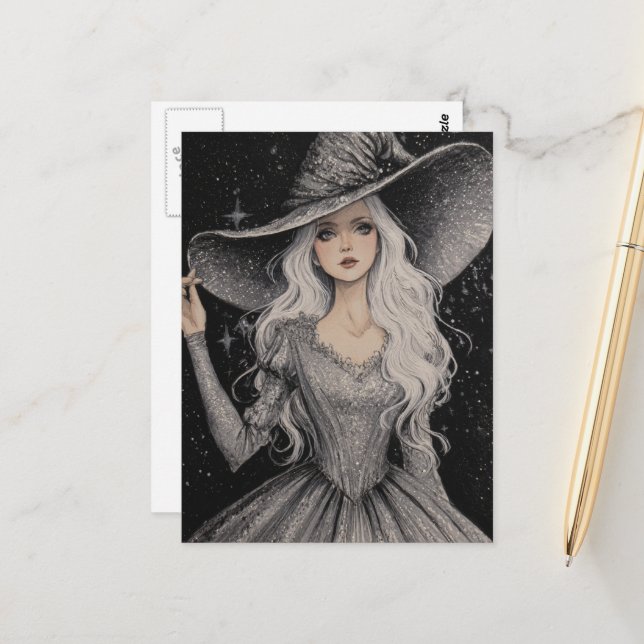 A gorgeous witch postcard (Front/Back In Situ)