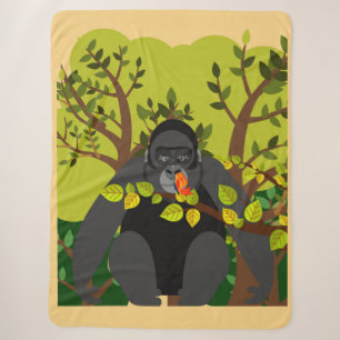 A gorilla mesmerised by a butterfly sherpa blanket