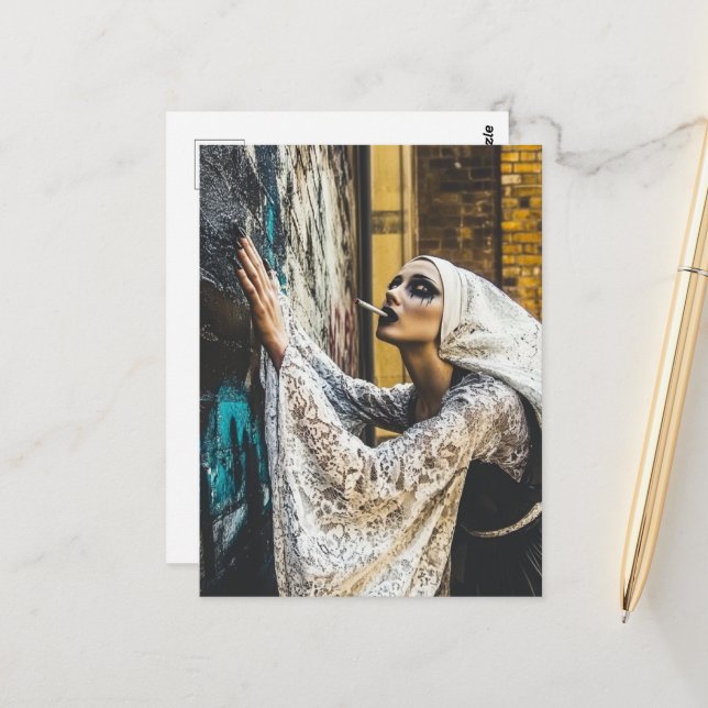 A Goth Nun Postcard (Front/Back In Situ)