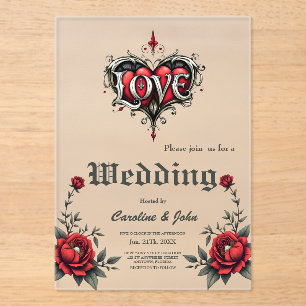 A gothic romance. An ornate, gothic-style Acrylic Invitations