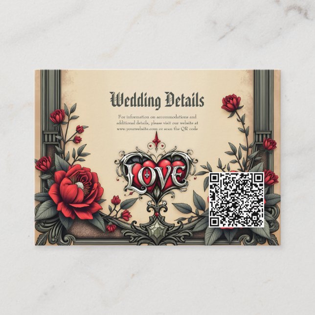 A gothic romance. An ornate, gothic-style  Enclosure Card (Front)