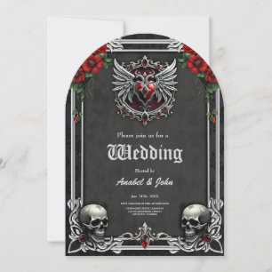 A Gothic symbiosis, elegant haert and skulls.  Invitation