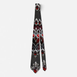 A Gothic symbiosis, elegant haert and skulls Tie