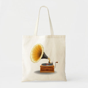 A gramophone tote bag