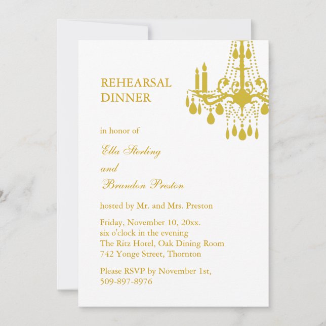 A Grand Ballroom Rehearsal Dinner Invitation (Front)