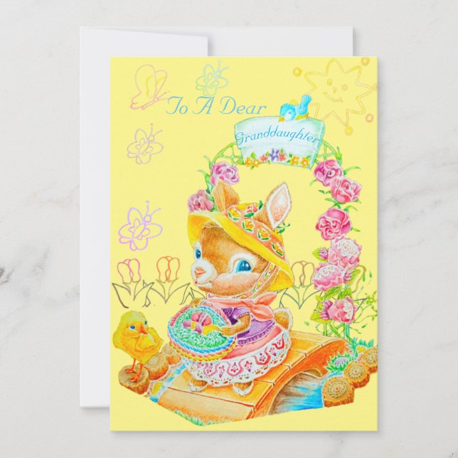 A Granddaughter's Personalised Easter Card. Thank You Card (Front)