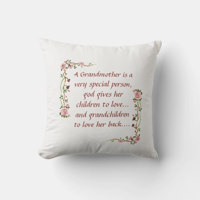 A Grandmother is a Very Special Person Saying Rose Cushion (Front)