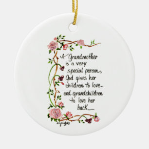 A Grandmother is Special Person Floral text Ceramic Tree Decoration