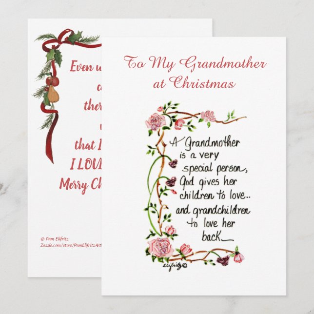 A Grandmother is Special Person Floral text Holiday Card (Front/Back)