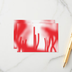 A graphic design featuring bold red and orange sha enclosure card