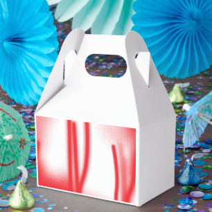 A graphic design featuring bold red and orange sha favour box