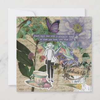 A Grateful Heart/Purple Flat Greeting Card