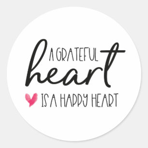 A grateful hearts is a happy heart thanksgiving classic round sticker