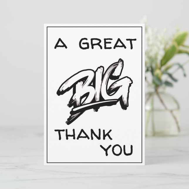 A Great Big Thank You Black Typography Doodles (Standing Front)