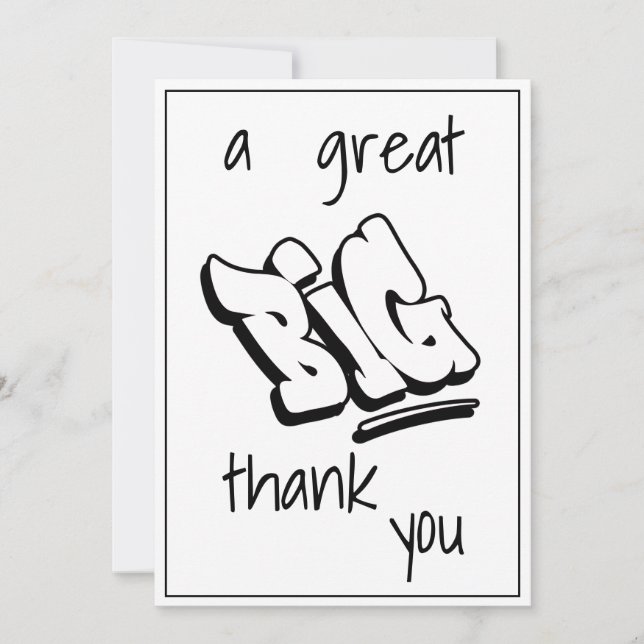 A Great Big Thank You Bold Black Typography Text  Card (Front)