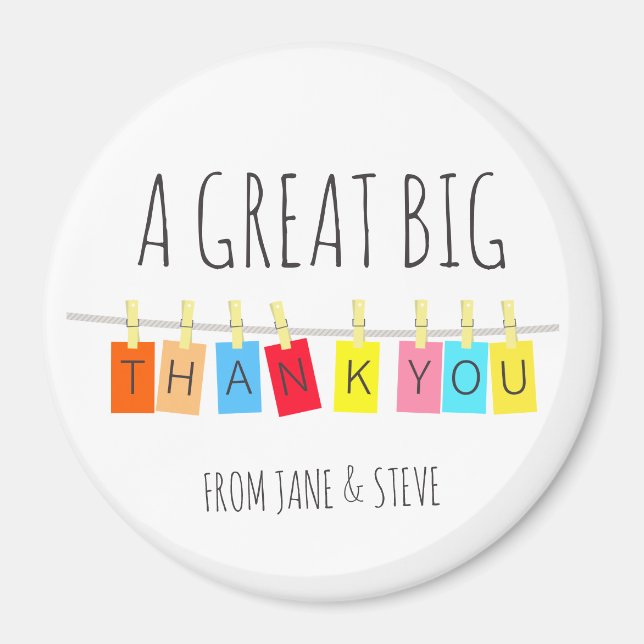 A Great Big Thank You, Cute Bright Bunting – Magnet (Front)