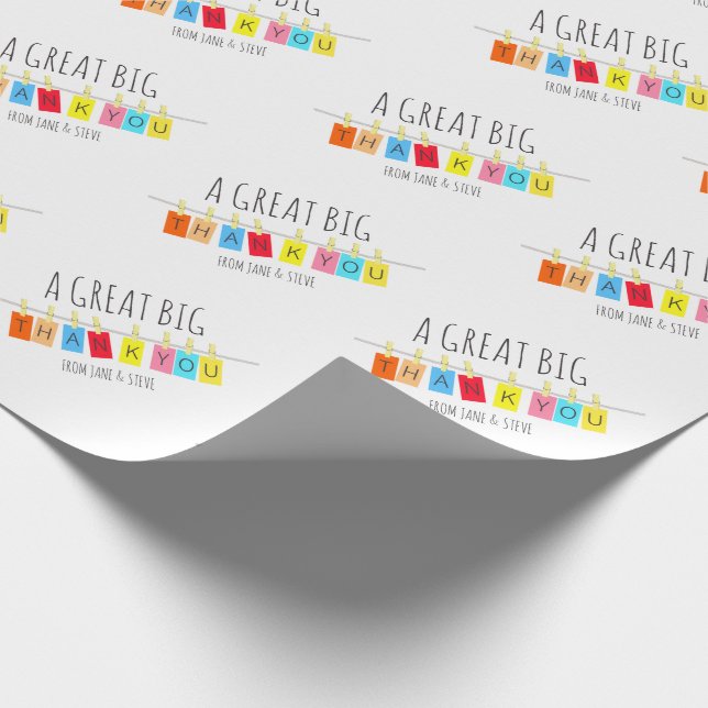 A Great Big Thank You, Cute Bright Bunting – Wrapping Paper (Corner)