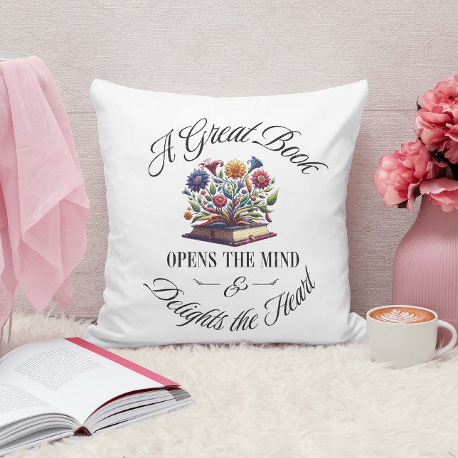 A Great Book Delights Floral  Cushion (Creator Uploaded)
