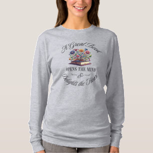 A Great Book Delights Floral Longsleeve T-Shirt