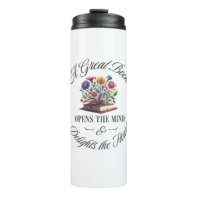 A Great Book Delights Floral  Thermal Tumbler (Front)